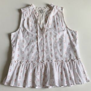 J.Crew Peplum Sleeveless Blouse Rose Gold Dot Size XS Business Casual